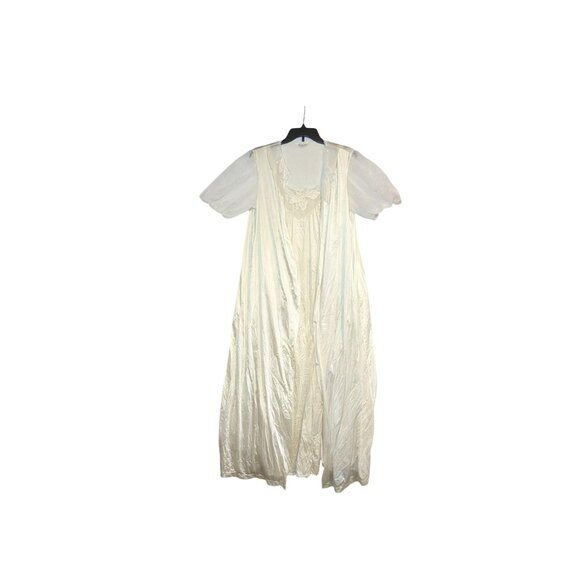 Vintage Vanity Fair Ivory Nightgown & Robe Set With Embroidered Sheer Details - - Picture 1 of 8